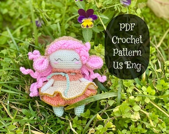 Crochet pattern: baby lamb doll crochet pattern, tiny doll in the lamb cap crochet pattern