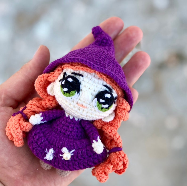 Crochet pattern: tiny witch amigurumi crochet pattern, witch with voodoo doll crochet pattern, tiny voodoo amigurumi image 8
