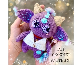 Crochet pattern: cute purple monster crochet pattern, Halloween monster amigurumi crochet pattern