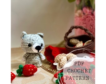 Crochet pattern: wolf crochet pattern, wolf amigurumi pattern, keychain crochet pattern