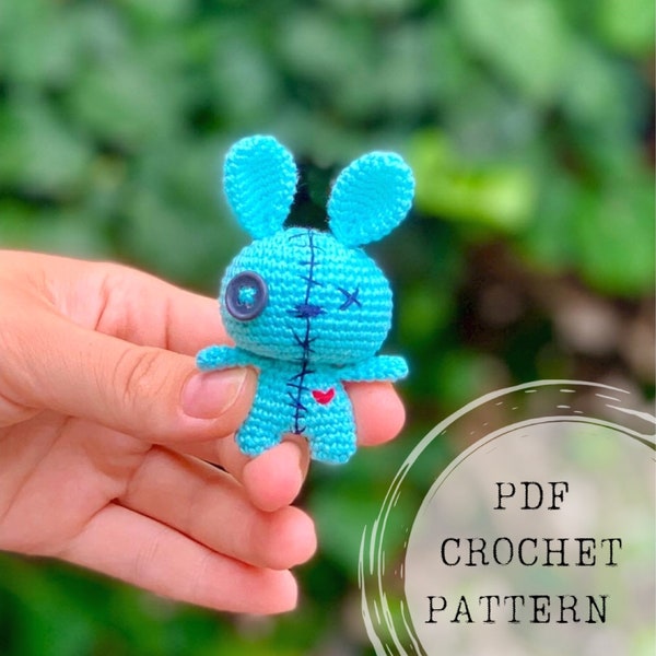 Crochet pattern: bunny voodoo crochet pattern, bunny voodoo amigurumi keychain, baby bunny voodoo amigurumi pattern, creepy bunny amigurumi