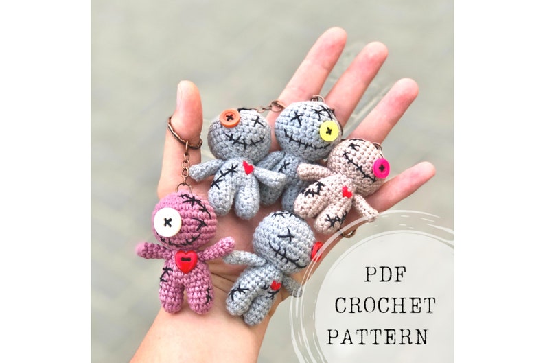 Crochet pattern: Voodoo doll crochet pattern, voodoo amigurumi keychain, baby voodoo amigurumi pattern 