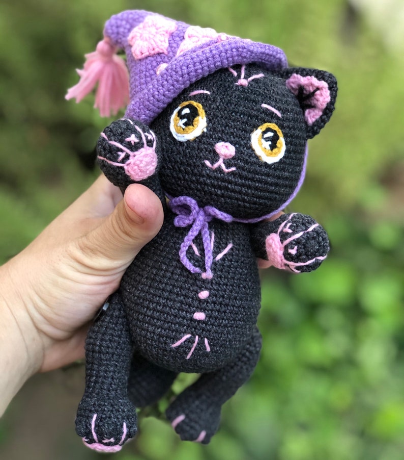 Crochet pattern: Witchy cat amigurumi crochet pattern, black cat crochet pattern, halloween cat amigurumi image 3