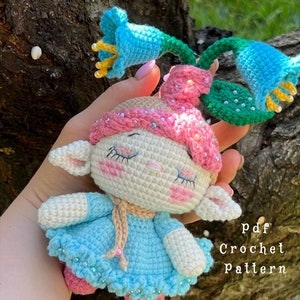 Crochet pattern pdf baby bell flower, flower crochet pattern, cute flower doll amigurumi, bell flower amigurumi crochet pattern