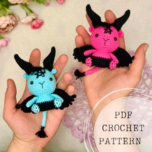 Crochet pattern: Baphomet crochet pattern, cute tiny Baphomet amigurumi pattern image 1