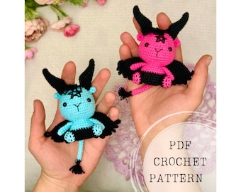 Crochet pattern: Baphomet crochet pattern, cute tiny Baphomet amigurumi pattern