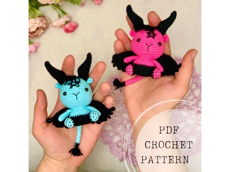 Crochet pattern: Baphomet crochet pattern, cute tiny Baphomet amigurumi pattern image 1