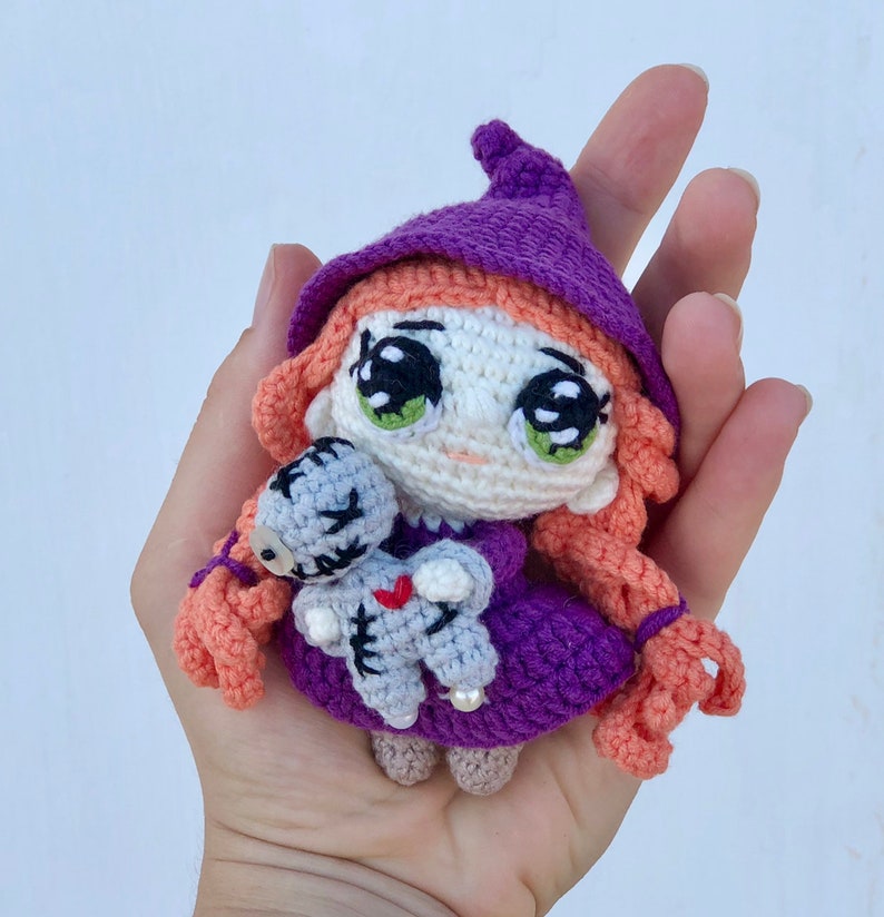 Crochet pattern: tiny witch amigurumi crochet pattern, witch with voodoo doll crochet pattern, tiny voodoo amigurumi image 10