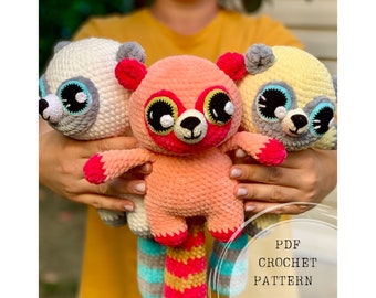 Crochet pattern: raccoon crochet pattern, cute animals amigurumi, cute raccoon crochet pattern