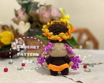 Crochet pattern pdf baby Sunflower, flower crochet pattern, cute flower amigurumi, sunflower amigurumi crochet pattern
