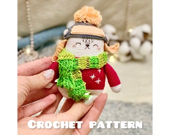 Crochet pattern: polar bear crochet pattern, polar teddy amigurumi pattern, polar teddy bear Christmas decoration crochet pattern