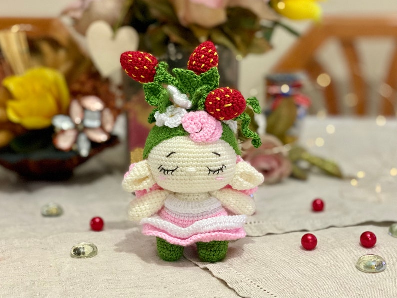 Crochet pattern pdf baby strawberry, flower crochet pattern, cute flower doll amigurumi, strawberry amigurumi crochet pattern image 6