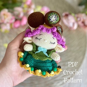 Crochet pattern pdf baby Kiwi, fruit crochet pattern, cute fruit amigurumi, kiwi amigurumi crochet pattern