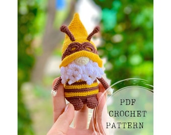 Crochet pattern: Bumblebee gnome crochet pattern, bumblebee amigurumi, bee gnome crochet pattern, spring ornaments, Easter crochet pattern