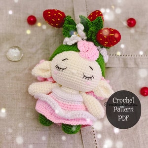 Crochet pattern pdf baby strawberry, flower crochet pattern, cute flower doll amigurumi, strawberry amigurumi crochet pattern image 1
