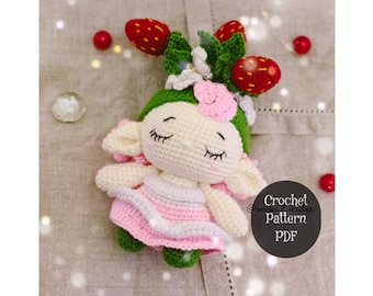 Crochet pattern pdf baby strawberry, flower crochet pattern, cute flower doll amigurumi, strawberry amigurumi crochet pattern