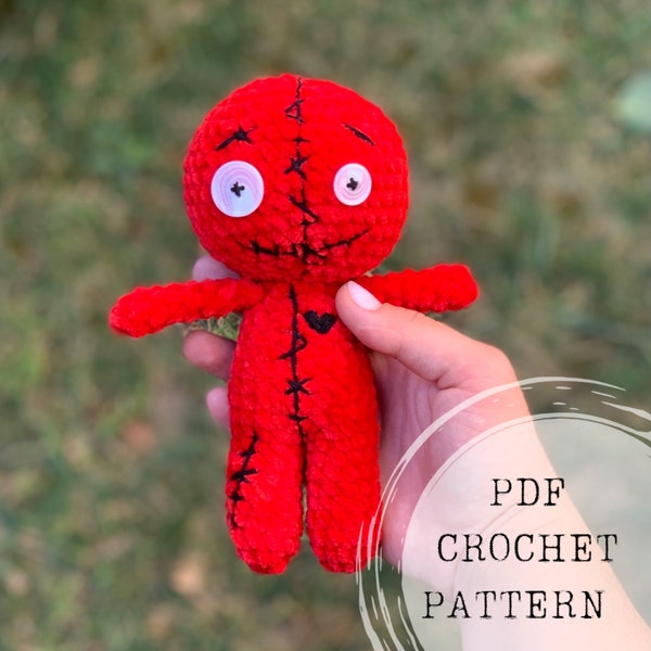 Crochet pattern: plush voodoo doll crochet pattern, voodoo doll amigurumi pattern, Halloween crochet pattern