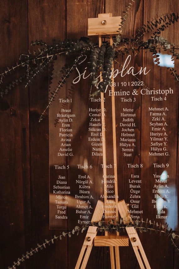 Sitzplan Hochzeit Acrylschild