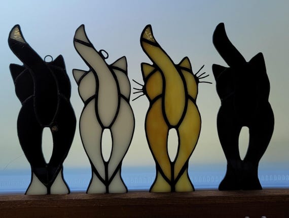 Hebe nude cat Curious Kitty / Rear View / Cat Butt Stained Glass Suncatcher / Ornament /  Wall Decor - Etsy