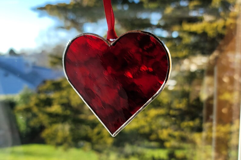 Stained Glass Heart Suncatcher / Ornament Water Glass Love Etsy