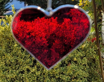 Stained Glass Red Heart Suncatcher / Ornament - Love