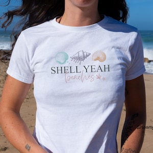 Sea Shell Baby Tee, Summer Baby Tee, Y2k Baby Tee, Gift For Her, Boho Summer Shirt, Women Vintage Shirt, Vacation Baby Tee, Women Beach Wear