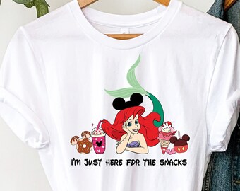 Prinses Ariel shirt, Disney hier voor de snacks shirt, Disney snacks shirt, Mickey oren shirt, kleine zeemeermin shirt, Magic Kingdom shirt