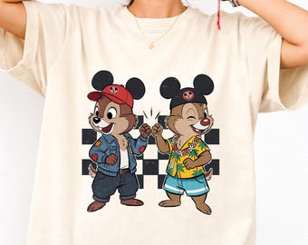 Camiseta retro de Chip y Dale, camiseta de Chip y Dale Comfort Colors, camiseta Double Trouble, camiseta Disney Crew, camiseta para vacaciones familiares en WDW