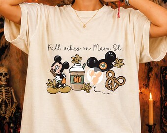 Camiseta Comfort Colors® Disneyland Fall Vibes, Camiseta Main Street Fall, Camiseta Pumpkin Spice, Camiseta Disney Holiday Trip, Temporada de calabazas de Disney