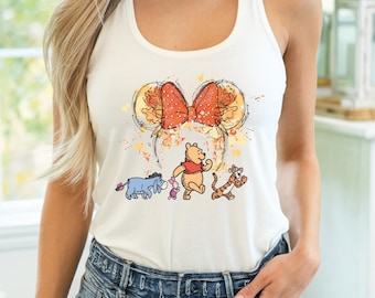 Disney Winnie The Pooh Tank Top, Disneyland Women's Tank Top, Watercolor Minnie Ears, Disney Girls Tank, Disney Tank Top, Magic Kingdom Tank