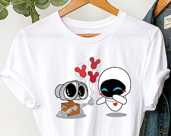 Camisa Disney Wall-E & Eve, camisa Wall-E, camisa de la familia Disney, regalo de Disney para niños, viaje a Disneyland, regalo para niños, camiseta para niños pequeños de Disneyworld