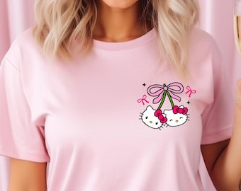 Hello Cat Super Kitties-shirt, kawaii kitty-shirt, schattig coquette-shirt, shirt kitty meisjes, cadeau voor kat, op Y2K geïnspireerd T-shirt