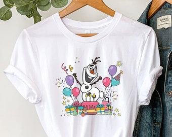 Maglietta di compleanno di Olaf, maglietta Disney Frozen, maglietta di compleanno personalizzata, pupazzo di neve di Olaf di Elsa, maglietta di compleanno per bambini, maglietta di compleanno per la famiglia Disney