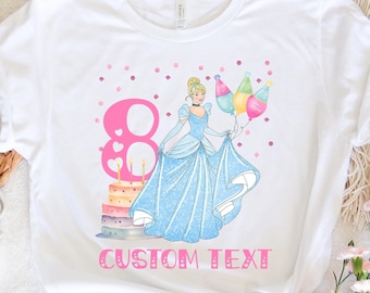 Disney Princess Cinderella Birthday Shirt, Personalized Birthday Girl Shirt, Princess Birthday Theme Party, Custom Birthday Family Shirt