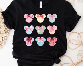 Minnie Ears Coquette Bow Shirt, Mickey Ohren Shirt, Disney Bow Damen Shirt, Trendy Disney Shirt, Pink Disney Shirt, Disneyland Girls Trip