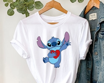 ラブスティッチシャツ、ディズニーバレンタインデーシャツ、幼児用スティッチシャツ、リロアンドスティッチシャツ、ディズニーランド旅行シャツ、ディズニーファミリーシャツ