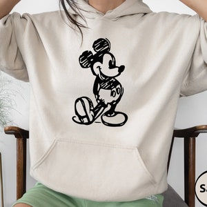 Scribble Mickey Adult Unisex Hoodie Sweatshirt - Disney Trip