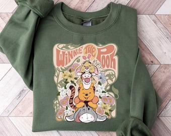Winnie de Poeh en vrienden Sweatshirt, Vintage Winnie de Poeh Sweatshirt, Retro Pooh Bear Sweat, Disneyworld Family Matching Sweatshirt