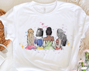 Disney Princesses Shirt, Watercolor Princess Shirt, Disney Girls Trip Shirt, Magic Kingdom Shirt, Tiana, Belle, Moana, Magical Castle Shirt