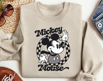 Vintage Micky Maus Sweatshirt, Einfaches Unisex Disney Sweatshirt, Disney Rundhalsausschnitt, Disneyworld Reise Sweatshirt, Disney Passende Sweatshirts