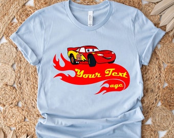 Lightning McQueen verjaardag jongen shirt, Disney Cars verjaardag shirt, aangepaste McQueen verjaardag Tee, gepersonaliseerde auto's tshirt, Disney race auto Tee
