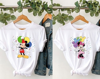 Mickey en Minnie verjaardag shirt, aangepaste verjaardag shirt, verjaardagscadeau voor kinderen, verjaardag familie bijpassende shirt, gepersonaliseerd verjaardag shirt