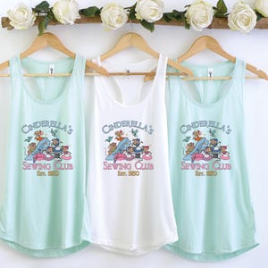 Cinderella&#39;s Sewing Club Tank Top, Disney Princess Tank Top, Cinderella And Mice Tanks, Cinderella And Friends Tank Top, Disney Girls Trip