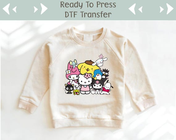Kawaii Kitty DTF Transfer, Hello Cat Dtf Design, Kitty And Friends Dtf, Pompompurin Dtf, Cinnamoroll DTF, Kuromi Dtf, My Melody Dtf