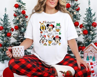 Camiseta navideña de Mickey y sus amigos, camiseta de la fiesta navideña de Mickey de Disney, camiseta familiar navideña, camisetas navideñas a juego de Disney