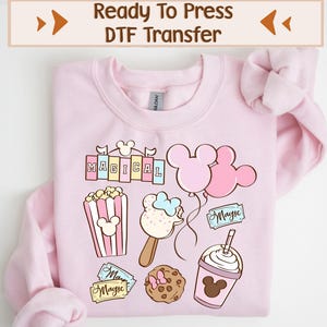 Disney Snacks DTF Transfer, Girls Disney DTF Design, Disney Ready To Press Design, Disneyland DTF, Disney Image Transfer, Pink Disney Design
