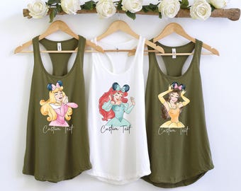 Disney Princess Tank Top, Custom Disney Tank, Princess Belle Tank, Magical Tank Top, Cinderella Tank, Tiana Tank, Jasmine Tank, Mulan Tank