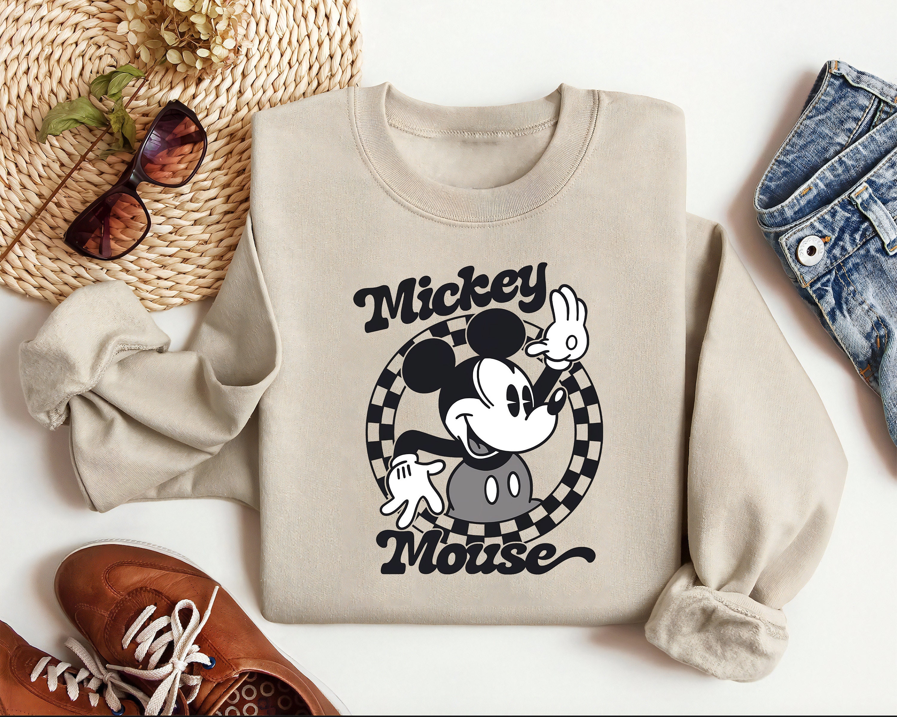 Vintage Mickey Mouse Sweatshirt, Simple Unisex Disney Sweatshirt 