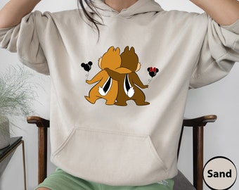 Felpa Cip e Ciop, Felpa con cappuccio Rescue Rangers, Doppio e Trouble, Camicia Amici Disney, Felpa Famiglia Disney, Maglione Coppia Disney