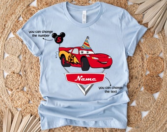 Disney Cars Birthday Shirt, Lightning McQueen Birthday Boy Shirt, Custom McQueen Birthday Tee, Personalized Cars Shirt, Cars Family Matching
